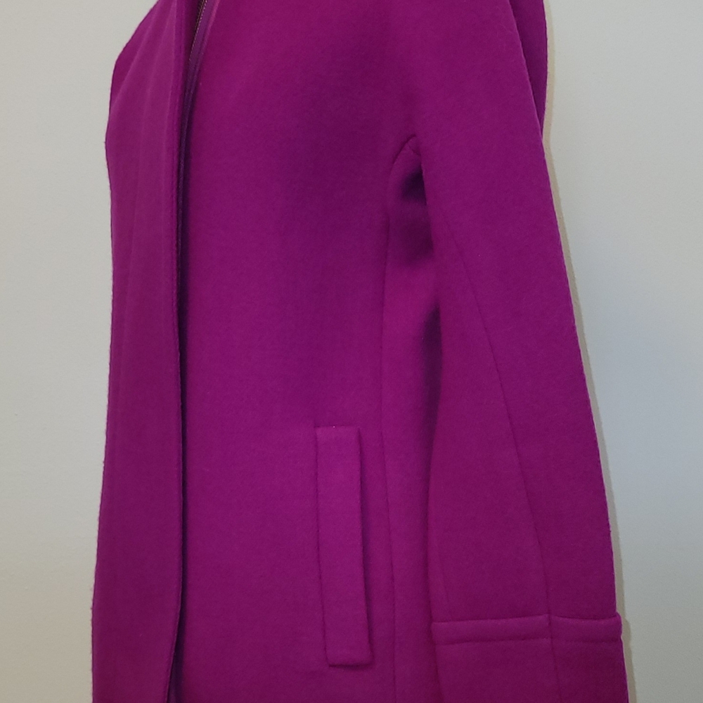 J. Crew Women's Fuchsia Wool Pea Coat 2 NWT - Picture 3 of 6